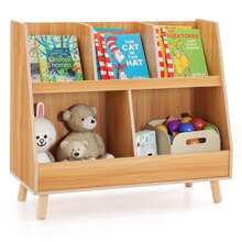 Lifezeal 5-Cube Kids Bookshelf And Toy Organizer Wooden Storage Bookcase With Wood Legs Natural/White/Beige - Natural - View 4
