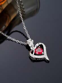 1 Pc Romantic Cubic Zirconia Heart Necklace Pendant For Women For Valentine's Day Gift Wedding Engagement Anniversary Party Jewelry,Mom,Mother,Mother's Day,Gift