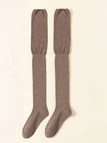 1 o 2 pares de calcetines hasta la rodilla para damas, calcetines gruesos blancos, calcetines largos hasta el muslo de color sólido a juego para botas