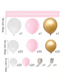 Bộ 115 bóng bay cao su màu kem và nâu ca cao cổ điển dùng trang trí sinh nhật, tiệc cô dâu, đám cưới, tiệc tùng - Hồng - Xem 2