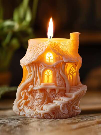 1pc Cabin Shaped Silicone Mold House Design, Suitable For Aromatherapy Candles, Soap, Wax, Resin Casting, Cake And Dessert Mousse Decoration, Perfect Gift For Valentine's Day, Thanksgiving, Christmas, Halloween, Easter, Birthdays And Home Decoration, Home Decoration, Fireplace, Living Room, Center Decoration, Office