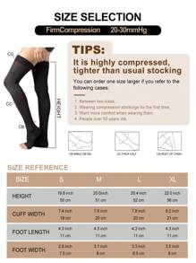 Women's 20-30 MmHG High Compression Knee High Socks Breathable & Soft Slimming Leg Open Toed Socks