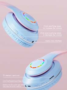 Gradient Color Wireless Headphones, Long Battery Life, HiFi Stereo Foldable Lightweight Headset,Gaming Headphones,Colorful LED Light,Gaming/Office/Party/Work/Call/, Compatible With Smartphone, Computer,TF/3.5MM