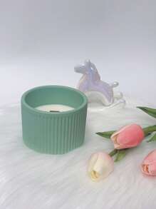 Vela perfumada de cera de soja en taza de cerámica estilo escandinavo a rayas de 5 onzas, decoración creativa del hogar, regalo portátil y fresco de vela