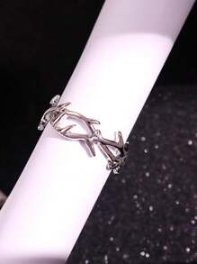 1 pieza Anillo abierto ajustable de espinas vintage punk de plata para hombre, joyería