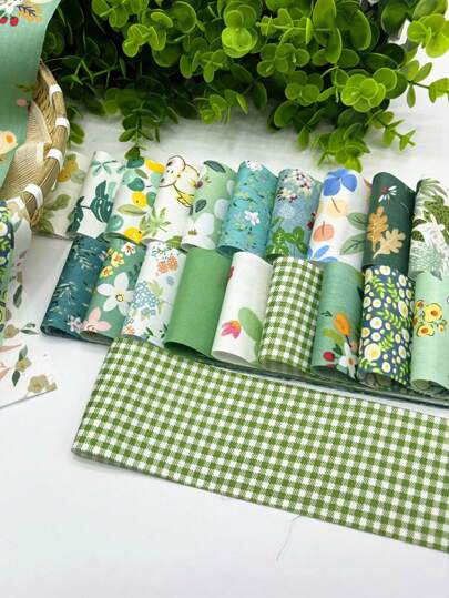 20 piezas de colores surtidos por set, que miden 6.3*50Cm o 2.5*19.7In, tela acolchada verde para ropa de muñeca DIY hecha a mano, piezas de patchwork precortadas para manualidades de costura.