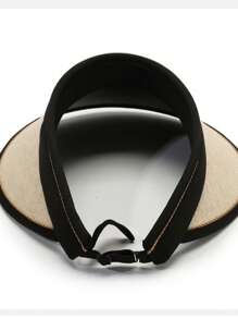 Sombrero de sol 2025 nuevo de plástico negro hueco con protección UV para el rostro, sombrero de paja trenzada para el verano