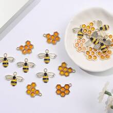 Honeycomb Bee Charm Metal Enamel Insect Pendants For DIY Earrings Bracelet Necklace Keychain Jewelry Making Supplies