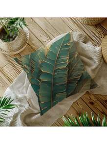 4pcs/Set New Arrival Hot-Selling Embossed Leaf Pattern Microfiber Short Plush Cushion Cover, Pillow Case, Sofa Throw Pillow