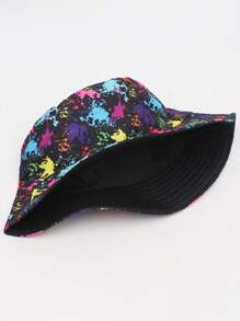 1pc Unisex Painted Graffiti Print Bucket Hat, Versatile Casual Outdoor Bucket Hat Suitable For Everyday Use In Spring And Summer - Graffiti - View 4