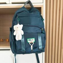 Mochila Escolar Trabalho Grande Moda Bolsa Vasual +Ursinh Boa qualidade material escolar material escola papelaria - Verde - Visão 2