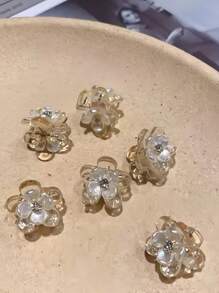 6pcs Transparent Floral Hair Clips, Fashionable Bangs Side Hair Clips, Delicate Hair Accessories