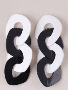 1 Cặp bông tai thiết kế phóng đại khối màu hình học cho phụ nữ - Đường khâu dài theo phong cách Châu Âu và Châu Mỹ, hình học màu tương phản - Xem 10