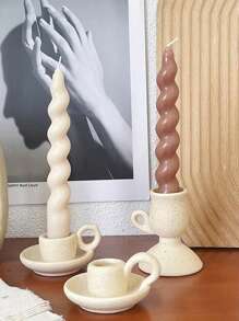 1pc Vintage Plain Ceramic Candlestick Holder, Ceramic Candle Aroma Diffuser Stand, Suitable For Home Decor, Photography Props, Living Room, Coffee Table, Kitchen Dining Table Candle Light Dinner, Holiday Decoration (Ceramic Candle Holder Only, Candles Not Included) Gifts Birthday Graduation