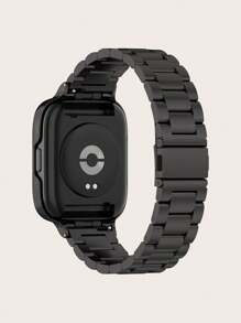 1pc Solid Color Casual 3-Faux Pearl Stainless Steel Frame + Strap Combo Metal Smart Watch Band Compatible With Redmi Watch 3 Active