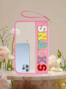 Women's Letter Transparent Zipper Storage Bag Transparent Cosmetic Bag Multifunctional Snack Bag
