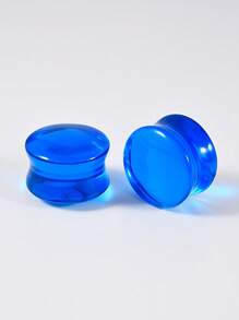 1Pair Transparent Blue Glass Solid Ear Plug No Thread Ear Expander Strencher Ear Gauges Tunnel Body Piercing Jewelry For Male&Female Daily Wearing 6-30mm - Blue - View 13