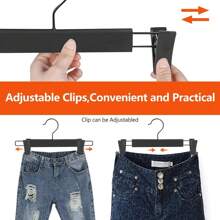10-80 Pack Pack Clear Pants Hangers, Non-Slip Women's Skirt Hanger, Heavy Duty Slim Plastic Hanger, Space Saving Organizing Skirt Hanger With Clips For Pants, Skirts - 黑色 - 查看 4