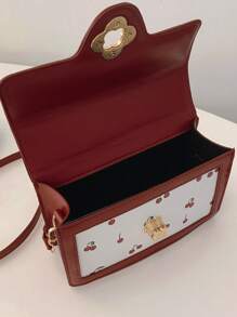 Fashionable High-End Women's Square Bag Versatile PU Handbag Cute Cherry Print Shoulder Bag For Shopping And Dating Girls' Crossbody Bag Preferred Bag - Multicolor - View 5