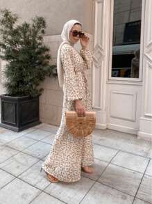 New Style Arabian Clara Printed Maxi Dress,Modest - Beige - View 8