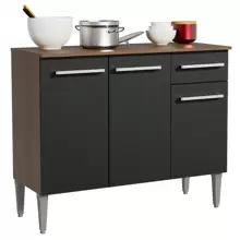 Gabinete Bajo Cocina Madesa Emilly 3 Puertas Color Marrón/negro - Negro - Ver 2