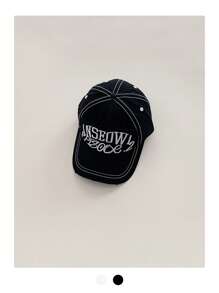 1 件软顶小众白色棒球帽，复古刺绣男女通用棒球帽，时尚街头风格，带有美国字母刺绣，软顶弧形帽檐太阳帽 - 彩色 - 查看 13