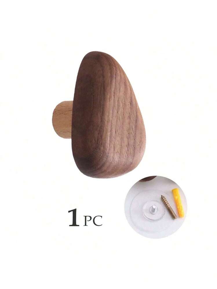 LEEAN 1/4 件套，鹅卵石形木质墙钩，浴室衣钩，房间装饰挂钩，壁挂式挂钩，无需钻孔 - 棕色 - 查看 8