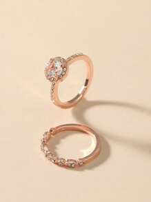 1pc Fashionable Rhinestone Decorative Ring - Rose Gold - View 2