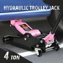 [4.5"- 20"] 4 Ton Dual Piston Pump Low Profile Hydraulic Trolley Floor Jack Pink