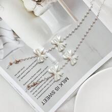 1pc Butterfly Decor Elegant & Cute ABS Plastic Eyeglasses Chain For Women, All Season Versatile - White - View 5