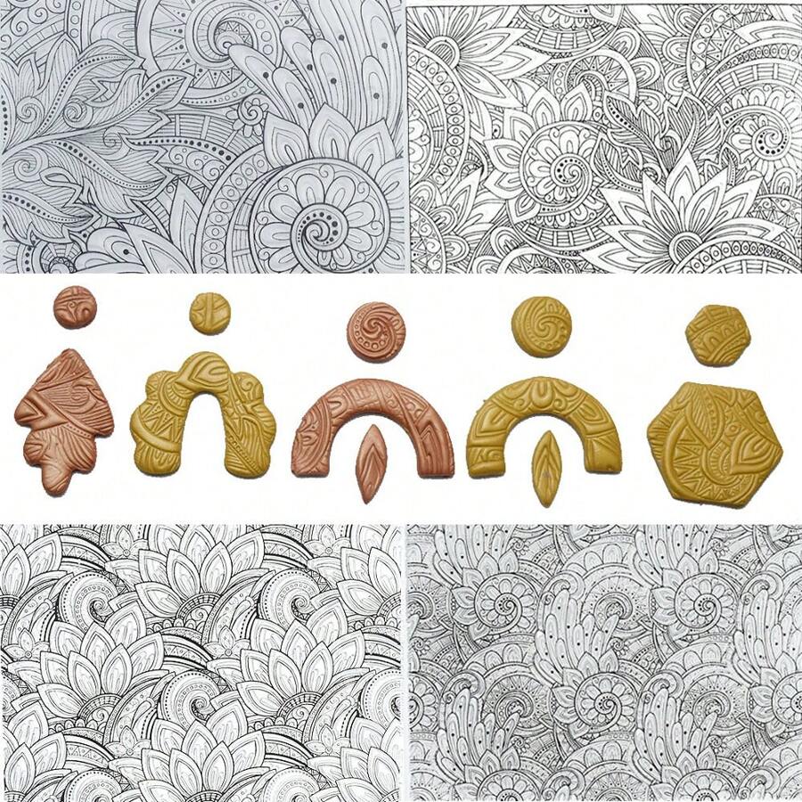 Mandala Texture Pattern Polymer Clay Stamp Sheet DIY Clay Jewelry Earring Impression Emboss Mat Ceramic Pottery Tool Birthgday Gift