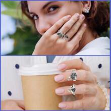 9pcs Adjustable Crochet Stitch Markers Set, Animal & Plant Crochet Locking Stitch Markers Tools, Crochet Ring For Yarn Guide, Finger Protector For Knitting And Crocheting, Women Knitting And Crochet Accessories (Random Color Plastic Stitch Markers)