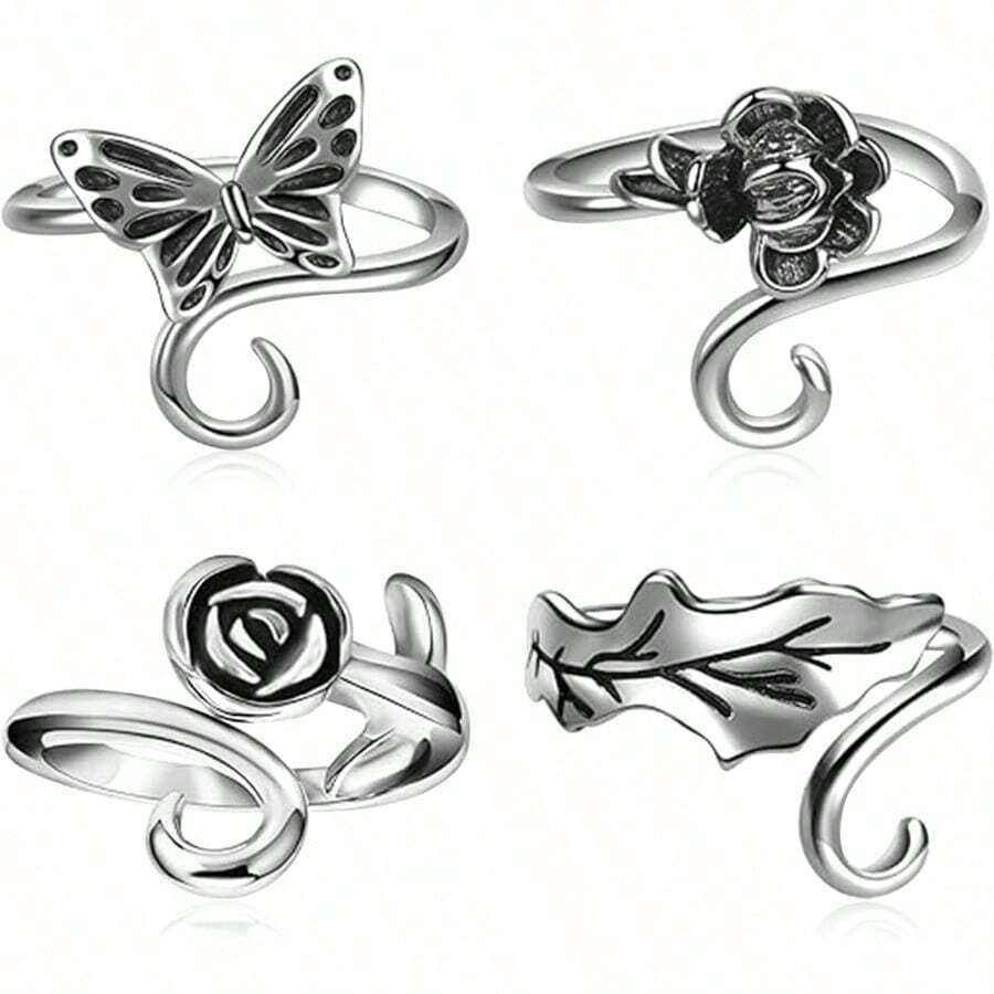 Adjustable Woven Crochet Tension Ring, Silver Color Crochet Ring, For Crochet Knitting, Finger Crochet Ring, Hand Weaving Supplies, Women Crochet Knitting Tools - Multicolor - View 1