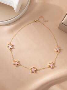 1pc Elegant Classic Starfish Necklace, Women's High-End Gold Color Necklace Suitable For Daily Wear - Multicolor - View 2