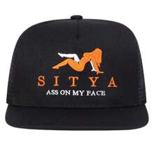 1pc Men's SITYA ASS ON MY FACE Letter Printed Baseball Cap, Street Fashion Snapback Hat, Adjustable Breathable Sun Protection Casual Mesh Cap For Outdoor, Spring/Autumn Travel Beach Party - Multicolor - View 6