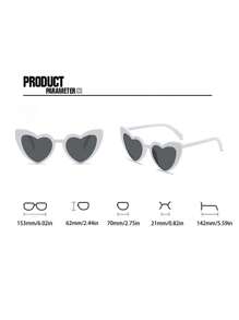 10 件复古心形珍珠装饰眼镜，Y2K 风格，适合派对、婚礼、情侣夏季海滩度假、户外、旅行 - 10件裝(白色+黑色) - 查看 10