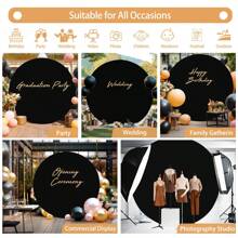 1 pieza de 5 pies/6 pies/6.6 pies(aprox. 1.5m/1.8m/2m) Cubierta de fondo redondo color rosa, azul claro, negro, blanco con hebilla de fibra de poliéster apta para decoración de arco de globos redondos para bodas, cumpleaños y fiestas - Negro - Ver 4