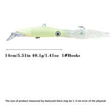 HENGJIA 1pc 14cm 40g Large Realistic Octopus Fishing Lure, With 2 Triple Hooks, Squid Fake Bait, Simulation Hard Bait - Multicolor - View 3