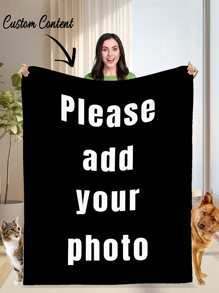 1pc Custom Photo Blanket,Custom Flannel Blanket With Photos And Text, Bedding Blanket ,Custom Blanket For Bed,Custom Pictures Blanket, Personalized Photos Blanket For Family,Custom Image Blanket,Personalized Family Blanket With Image,Personalized Throws Blanket,Best Friend Blanket, Cozy Blanket,Family Gift, Wedding Gift,Birthday Gift,Gift For Friend, Gift For Her,For Office - Multicolor - View 1