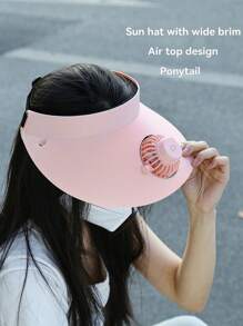 1 pieza Gorra con ventilador recargable y con energía solar, Vuelta al Colegio, 2 modos de alimentación ajustables, 3 velocidades de viento, inclinación de 45° hacia arriba y hacia abajo - Multicolor - Ver 10