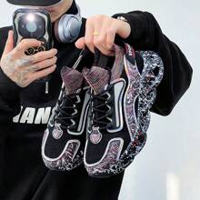 男士休闲时尚运动户外登山鞋，一脚蹬，增高，休闲运动鞋 - 黑與白 - 查看 8