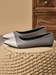 女士浅灰色芭蕾平底鞋，舒适透气百搭日常工作办公室休闲便鞋