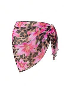 Allurini 2025 Summer Beach 3 PiecesBikini Set, Sexy Tie-Up Triangle Bra, Cover-Up Sarong & Thong Swimwear, Printed Pattern Swimwear Elegant - Multicolor - View 2