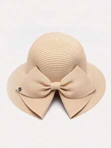[Novidade 2025] Chapéu de Palha Feminino com Laço Exagerado | Chapéu de Praia com Aba Larga UPF 50+ Proteção Solar | Acessórios de Moda Primavera-Verão para Praia, Viagem, Férias, Atividades ao Ar Livre | Preto Clássico/Areia/Cáqui