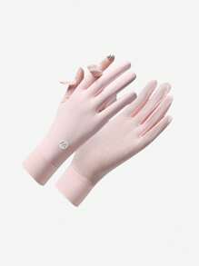 1 Pair Of Women's Ice Silk Sunscreen Gloves Girls Summer UV Sunscreen Wear Ice Clamshell Non-Slip Touch Screen Color Matching Fashion Gloves Suitable For Cycling And Driving Outdoor Leisure - Multicolor - View 14