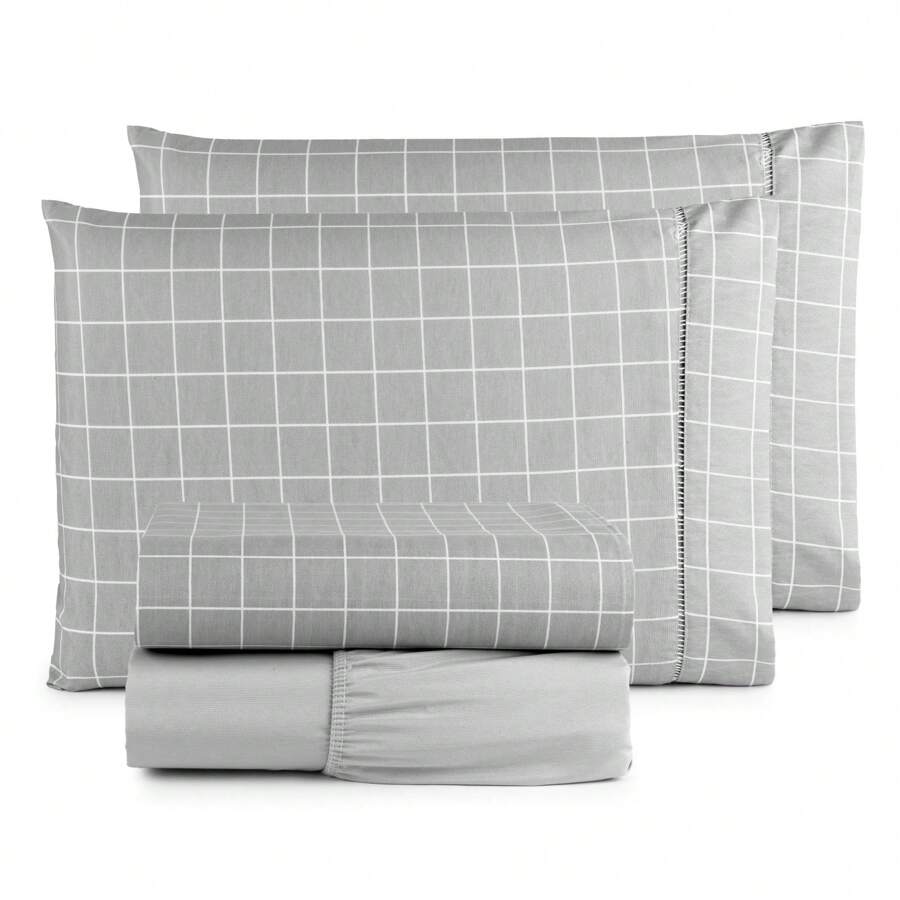4-Piece Percale 100% Cotton Printed SheetSizes