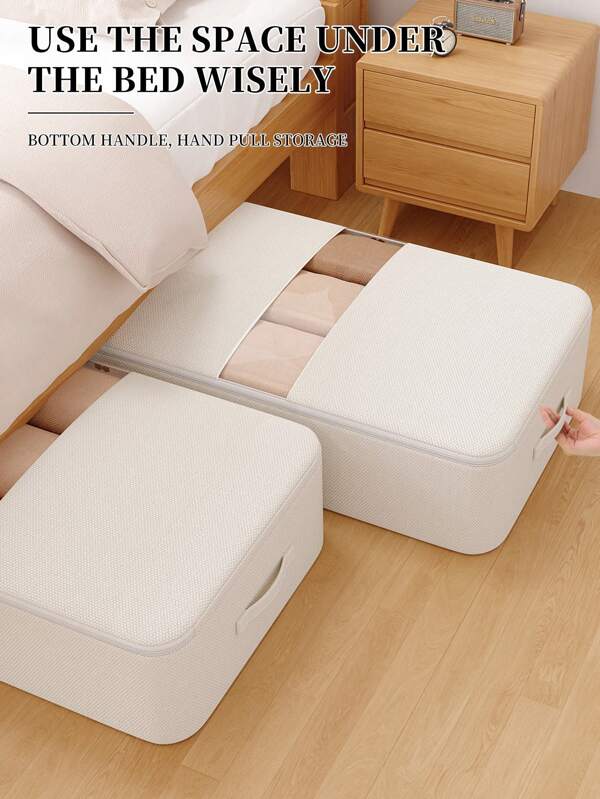 1 pezzo Borsa da riporre sotto il letto con cerniera, borsa per conservazione di indumenti in tessuto pieghevole, coperte, cuscini, grandi borse di immagazzinaggio per coperte e vestiti, contenitore da riporre sotto il letto con finestre trasparenti, decorazione da festival, decorazione per camera, decorazione per casa, decorazione per camera da letto