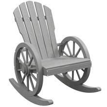 Outsunny Wooden Adirondack Rocking Chair Reclining Armchair Outdoor Garden Furniture Patio Porch Rocker - Grey - View 2