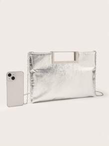 大容量豹纹翻盖手提包，适合女性日常通勤或约会，也适合派对、婚礼、舞会、盛会等场合，可搭配婚纱、礼服、晚礼服、生日礼服等。 - 銀色 - 查看 6