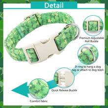 ¡Temática del Día de San Patricio! Collares de perro de poliéster con estampado múltiple de trébol y trébol de cuatro hojas, disponibles en varios tamaños adecuados para perros pequeños, medianos y grandes, aptos tanto para machos como para hembras